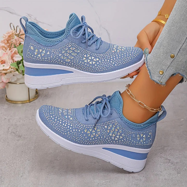 Giselle - Orthopedic sneakers with glittery rhinestones