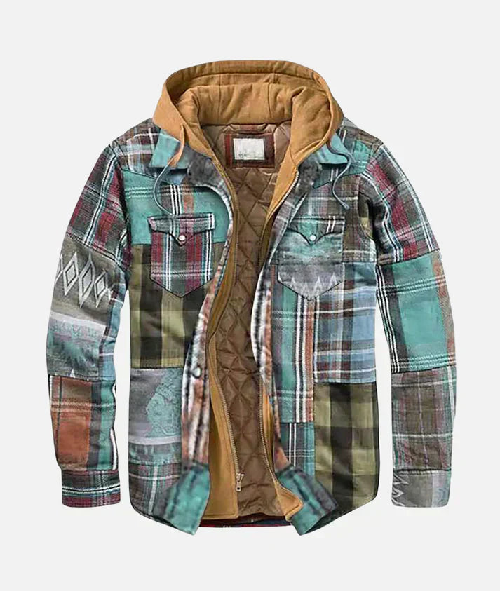Alain - Patchwork jacket with check pattern