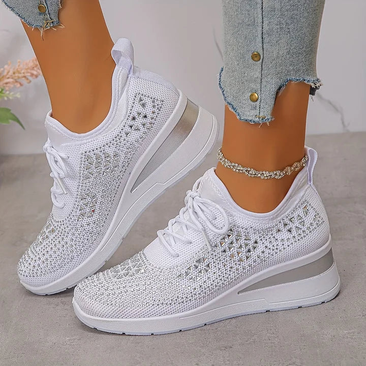 Giselle - Orthopedic sneakers with glittery rhinestones