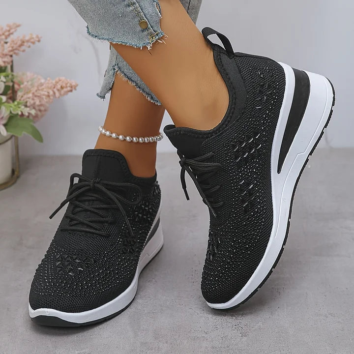 Giselle - Orthopedic sneakers with glittery rhinestones