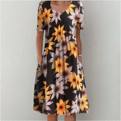 Sofia™ | Elegant and relaxed floral dress with pockets