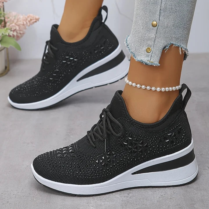 Giselle - Orthopedic sneakers with glittery rhinestones