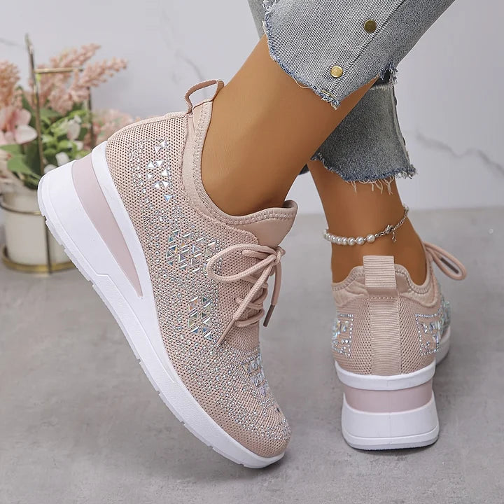 Giselle - Orthopedic sneakers with glittery rhinestones