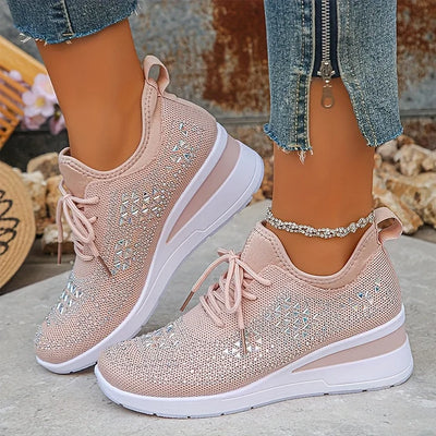 Giselle - Orthopedic sneakers with glittery rhinestones