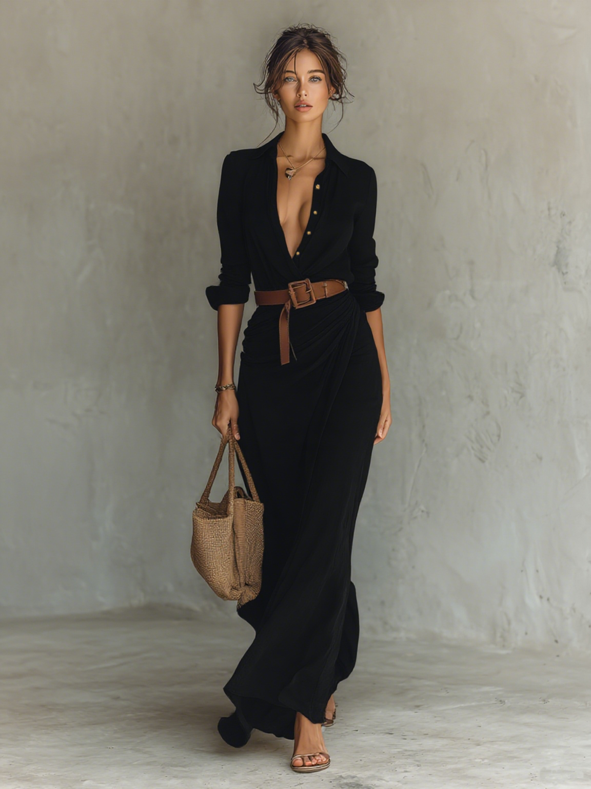 Senna | Long maxi dress with lapel collar