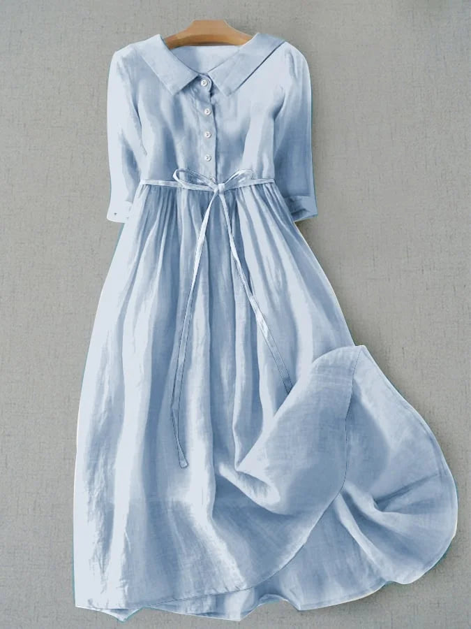 Lux - Elegant dress with short sleeves and lace at the waist