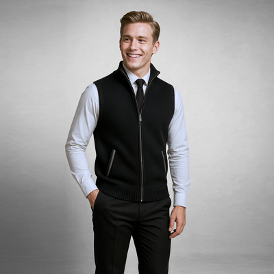 The Levan Knit Vest | Knitted waistcoat with full-length zip