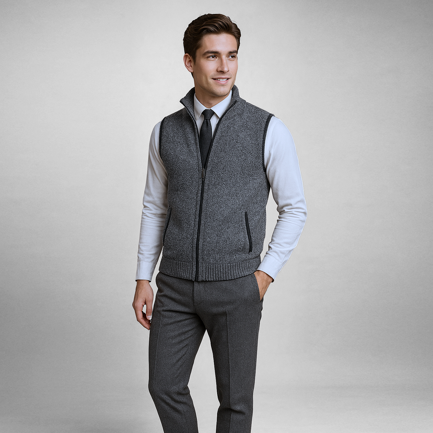 The Levan Knit Vest | Knitted waistcoat with full-length zip