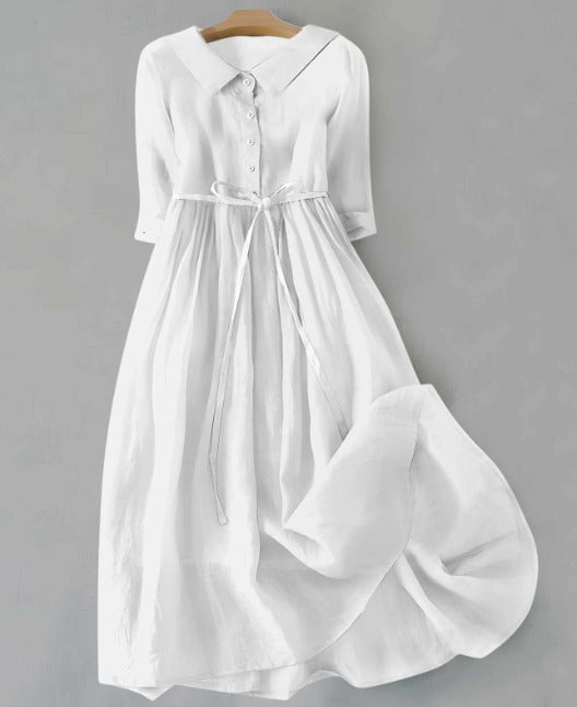 Lux - Elegant dress with short sleeves and lace at the waist