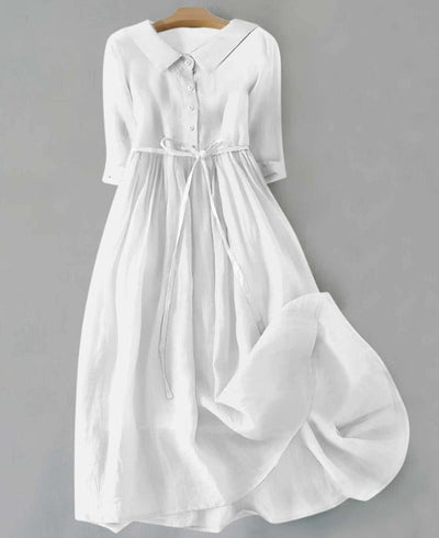 Lux - Elegant dress with short sleeves and lace at the waist