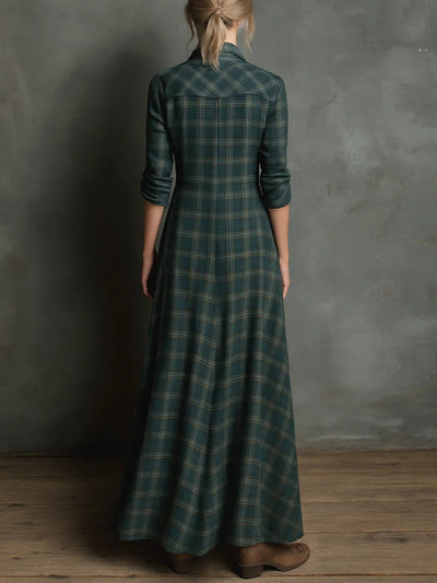 Soraya™ | Green plaid maxi dress