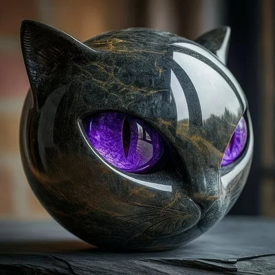 NyxCharm | Scultura Mistica Testa di Gatto Nero