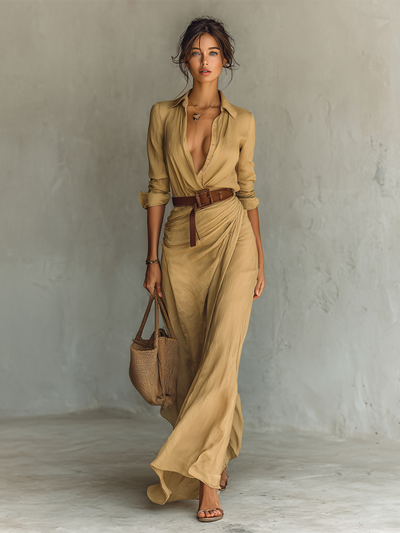 Senna | Long maxi dress with lapel collar