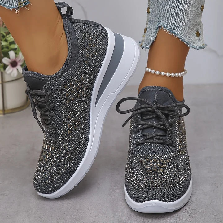 Giselle - Orthopedic sneakers with glittery rhinestones