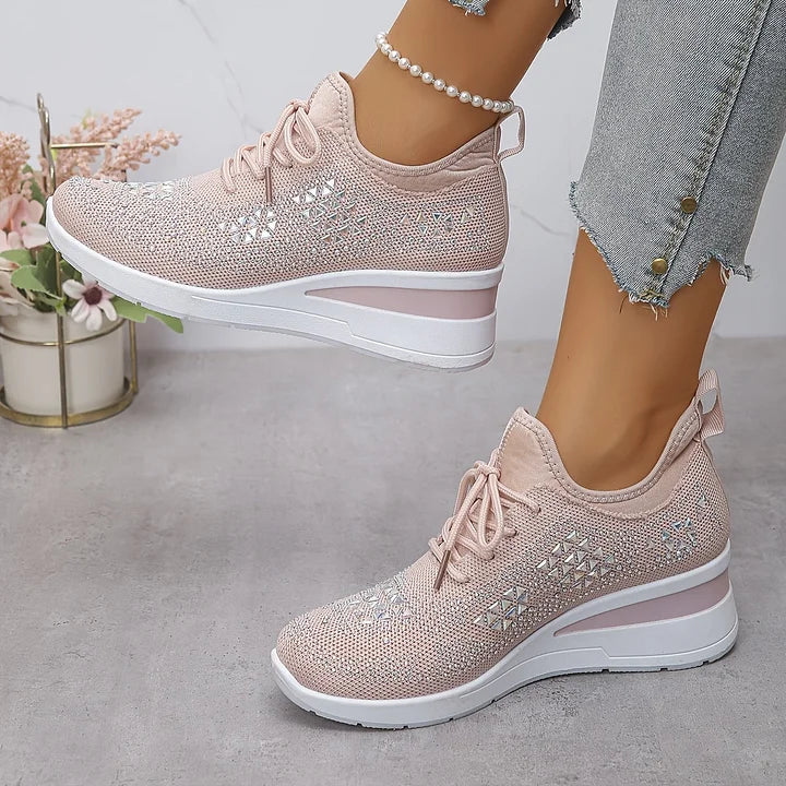 Giselle - Orthopedic sneakers with glittery rhinestones