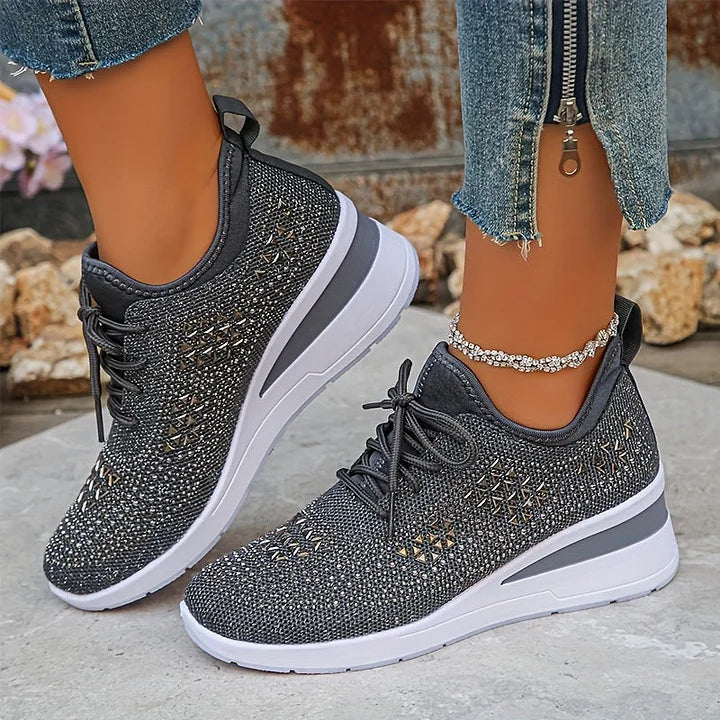 Giselle - Orthopedic sneakers with glittery rhinestones
