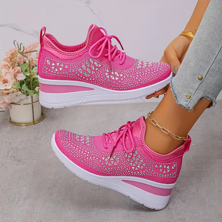 Giselle - Orthopedic sneakers with glittery rhinestones
