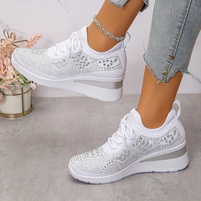 Giselle - Orthopedic sneakers with glittery rhinestones