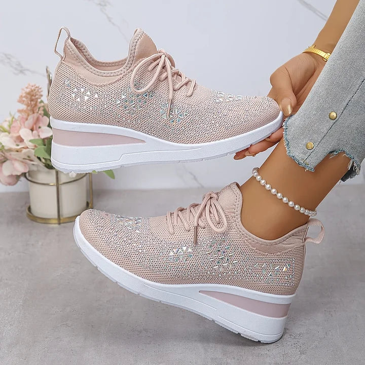Giselle - Orthopedic sneakers with glittery rhinestones
