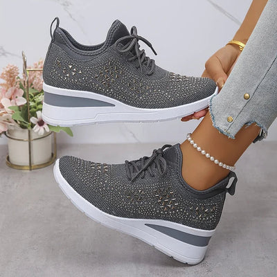 Giselle - Orthopedic sneakers with glittery rhinestones