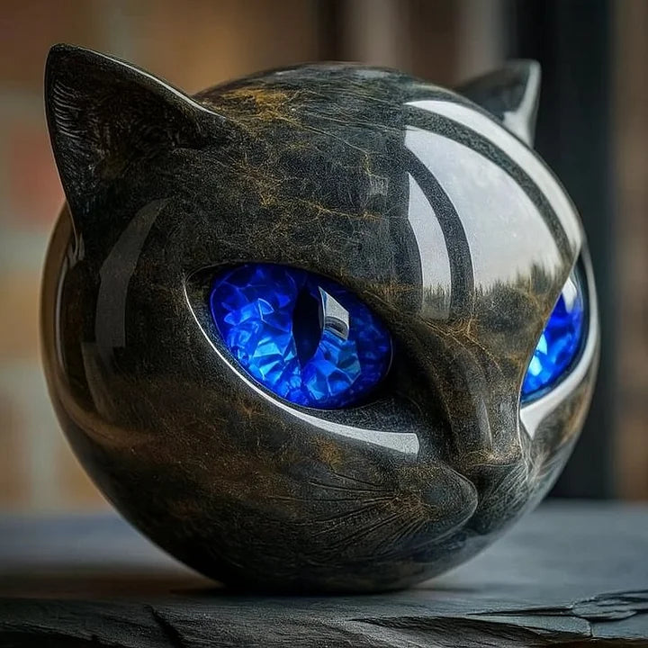 NyxCharm | Scultura Mistica Testa di Gatto Nero
