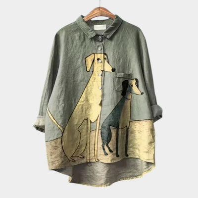 Avenli™ – Oversized shirt blouse with dog print
