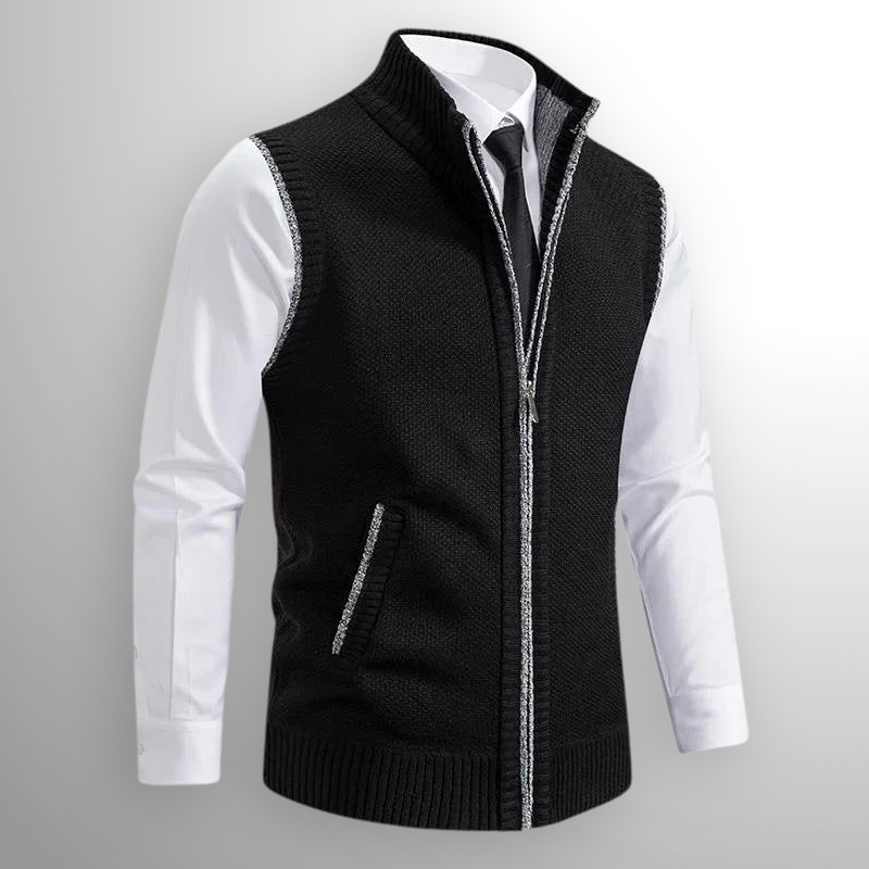 The Levan Knit Vest | Knitted waistcoat with full-length zip