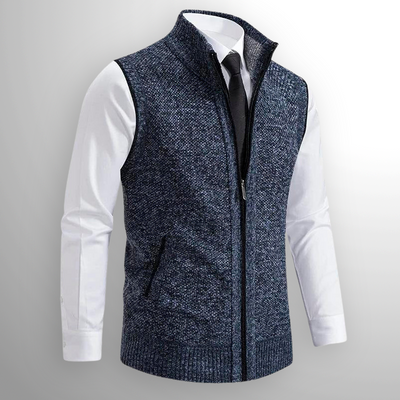 The Levan Knit Vest | Knitted waistcoat with full-length zip