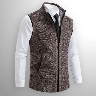 The Levan Knit Vest | Knitted waistcoat with full-length zip