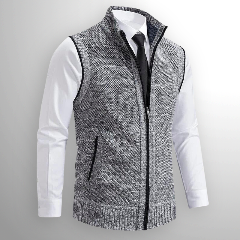The Levan Knit Vest | Knitted waistcoat with full-length zip