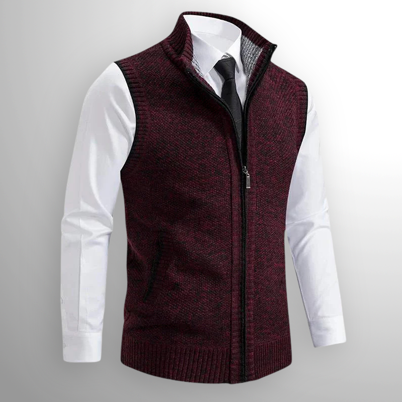 The Levan Knit Vest | Knitted waistcoat with full-length zip